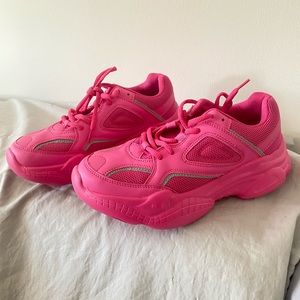PLT Hot Pink Reflective Chunky Sneakers